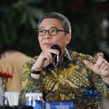 President Director & Chief Executive Officer (CEO), Oona Insurance Indonesia, Vincent C. Soegianto saat menyampaikan pemaparan dalam Multifinance CEO Gathering 2026 di Jakarta, Selasa (11/8/2026). (CNBC Indonesia/Tri Susilo)