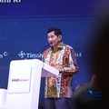 Direktur Utama MIND ID, Maroef Sjamsoeddin saat menyampaikan sambutan dalam Mindialogue dengan tema Komoditas untuk Negeri: Strategi Penguatan Cadangan Mineral untuk Stabilitas dan Kedaulatan Ekonomi RI di Jakarta, Rabu (12/8/2026). (CNBC Indonesia/T