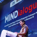 Direktur Utama MIND ID, Maroef Sjamsoeddin saat menyampaikan sambutan dalam Mindialogue dengan tema Komoditas untuk Negeri: Strategi Penguatan Cadangan Mineral untuk Stabilitas dan Kedaulatan Ekonomi RI di Jakarta, Rabu (12/8/2026). (CNBC Indonesia/T