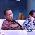 Dirjen Minerba, Kementerian ESDM RI, Tri Winarno saat menyampaikan pemaparan dalam Mindialogue dengan tema Komoditas untuk Negeri: Strategi Penguatan Cadangan Mineral untuk Stabilitas dan Kedaulatan Ekonomi RI di Jakarta, Rabu (12/8/2026). (CNBC Indo