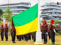 Pasukan Pengibar Bendera Nusantara tengah mempersiapkan diri untuk menyambut Hari Ulang Tahun (HUT) ke-81 Republik Indonesia. (Instagram/ikn_id)