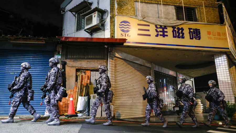 Latihan nan merupakan bagian dari latihan militer tahunan Han Kuang di Taipei< taiwam, Kamis (13/8/2026). (REUTERS/Ann Wang)