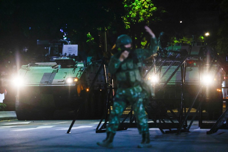 Latihan yang merupakan bagian dari latihan militer tahunan Han Kuang di Taipei< taiwam, Kamis (13/8/2026). (REUTERS/Ann Wang)