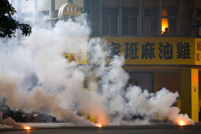 Latihan yang merupakan bagian dari latihan militer tahunan Han Kuang di Taipei< taiwam, Kamis (13/8/2026). (REUTERS/Ann Wang)