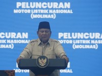 Presiden Prabowo Subianto saat acara pluncuran Motor Listriokm Nasional (Molinas) pada Kamis (13/8/2026). ((YouTube/Sekretariat Presiden)