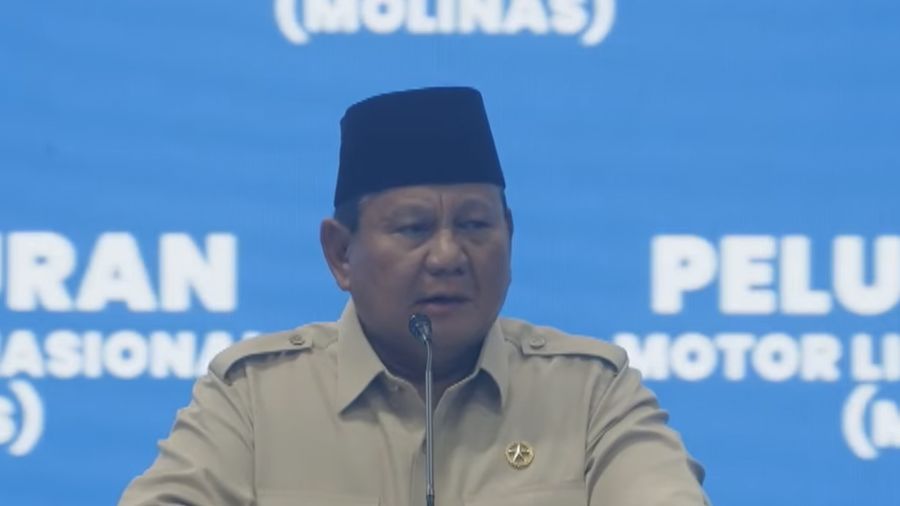 Presiden Prabowo Subianto saat acara pluncuran Motor Listriokm Nasional (Molinas) pada Kamis (13/8/2026). ((YouTube/Sekretariat Presiden)