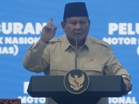 Presiden Prabowo Subianto saat acara pluncuran Motor Listriokm Nasional (Molinas) pada Kamis (13/8/2026). ((YouTube/Sekretariat Presiden)