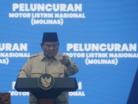 Presiden Prabowo Subianto saat acara pluncuran Motor Listriokm Nasional (Molinas) pada Kamis (13/8/2026). ((YouTube/Sekretariat Presiden)