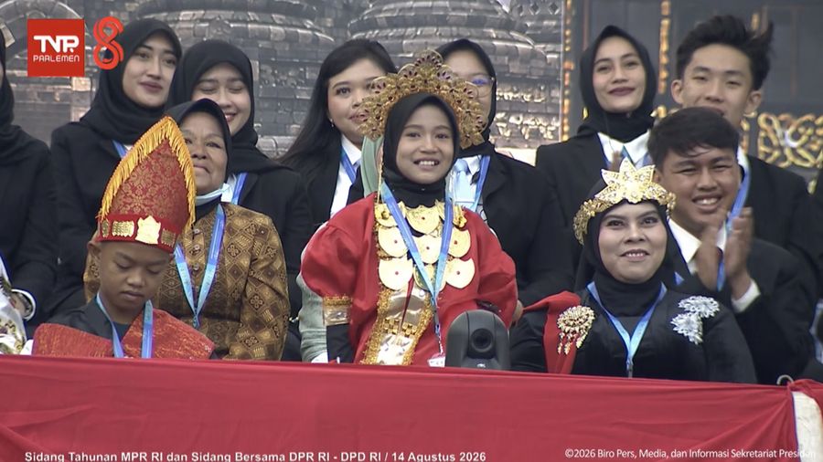 Citra hadir di Sidang Tahunan MPR dan Sidang Bersama DPR dan DPD dalam Rangka HUT ke-81 RI di Gedung Nusantara, Kompleks Parlemen Senayan, Jakarta Pusat, Jumat (14/8/2026). (Tangkapan layar youtube Setpres RI)