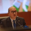Kepala Badan Pengelola Investasi Daya Anagata Nusantara Rosan Perkasa Roeslani memberi pemaparan saat  Konferensi pers terkait RAPBN & Nota Keuangan Tahun Anggaran 2027 di Aula Cakti Buddhi Bakti, kantor pusat Direktorat Jenderal Pajak Kementerian Ke