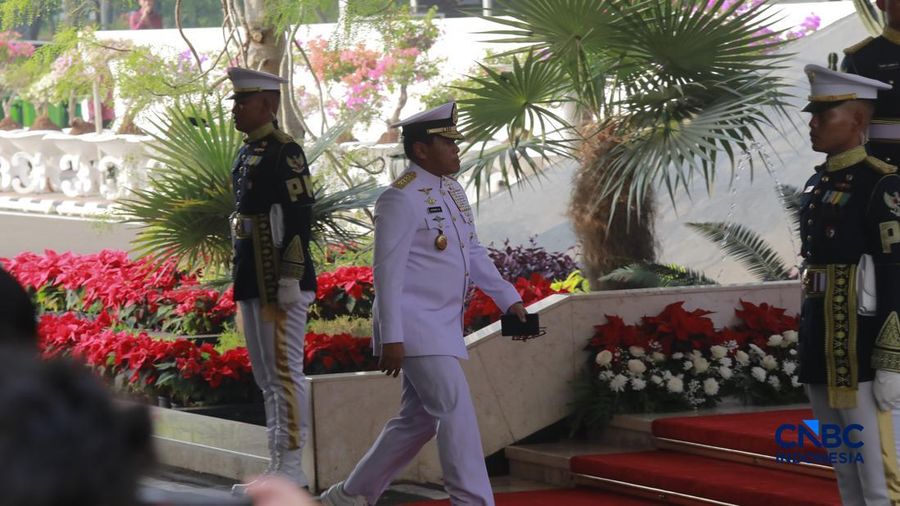 Kepala Staf Angkatan Laut (KSAL) Laksamana TNI Muhammad Ali dalam Sidang Tahunan MPR dan Sidang Bersama DPR dan DPD dalam Rangka HUT ke-81 RI di Gedung Nusantara, Kompleks Parlemen Senayan, Jakarta Pusat, Jumat (14/8/2026). (CNBC Indonesia/Muhammad S