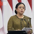 Ketua DPR RI, Puan Maharani menyampaikan pidato di Gedung Nusantara, Kompleks Parlemen Senayan, Jakarta Pusat, Jumat (14/8/2026). (YouTube/Sekretariat Presiden)