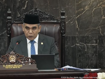 Ketua MPR RI Ahmad Muzani saat Sidang Tahunan MPR dan Sidang Bersama DPR dan DPD dalam Rangka HUT ke-81 RI di Gedung Nusantara, Kompleks Parlemen Senayan, Jakarta Pusat, Jumat (14/8/2026). (Tangkapan layar youtube Setpres RI)