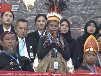 Kristina hadir di Sidang Tahunan MPR dan Sidang Bersama DPR dan DPD dalam Rangka HUT ke-81 RI di Gedung Nusantara, Kompleks Parlemen Senayan, Jakarta Pusat, Jumat (14/8/2026). (Tangkapan layar youtube Setpres RI)