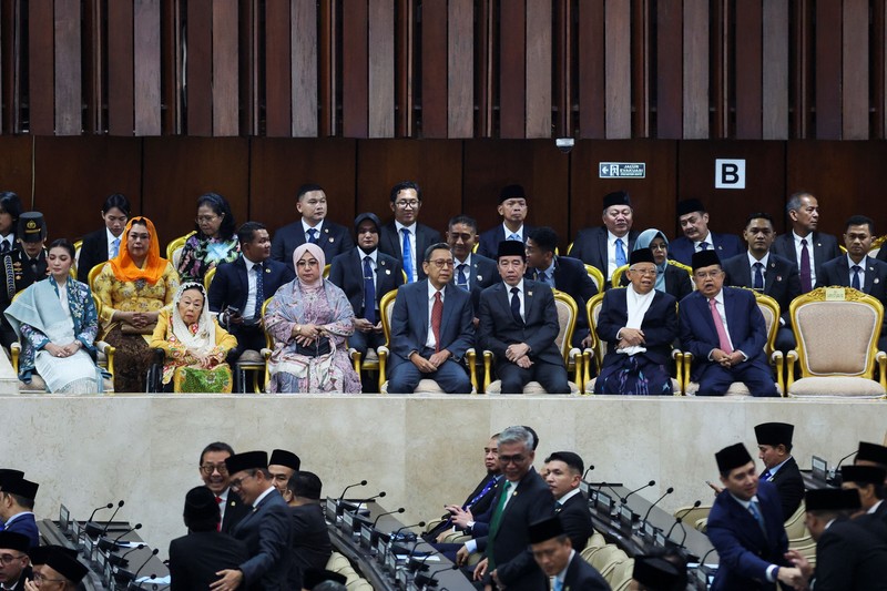 Pidato Presiden Prabowo Subianto saat Sidang Tahunan MPR dan Sidang Bersama DPR dan DPD, Jumat (14/8/2026). (REUTERS/Stringer)