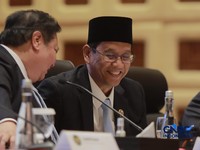 Menteri Keuangan Purbaya Yudhi Sadewa dan Menteri Koordinator Bidang Perekonomian, Airlangga Hartarto saat  Konferensi pers terkait RAPBN & Nota Keuangan Tahun Anggaran 2027 di Aula Cakti Buddhi Bakti, kantor pusat Direktorat Jenderal Pajak Kementeri