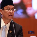 Menteri Keuangan Purbaya Yudhi Sadewa memberi pemaparan saat  Konferensi pers terkait RAPBN & Nota Keuangan Tahun Anggaran 2027 di Aula Cakti Buddhi Bakti, kantor pusat Direktorat Jenderal Pajak Kementerian Keuangan, Jakarta Selatan, Jumat (14/8/2026