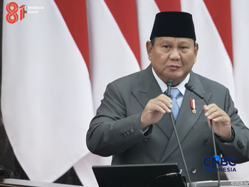 Pidato Presiden Prabowo Subianto saat Sidang Tahunan MPR dan Sidang Bersama DPR dan DPD, Jumat (14/8/2026). (Tangkapan layar youtube Setpres RI)