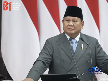 Pidato Presiden Prabowo Subianto saat Sidang Tahunan MPR dan Sidang Bersama DPR dan DPD, Jumat (14/8/2026). (Tangkapan layar youtube Setpres RI)