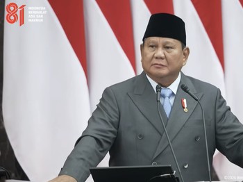 Pidato Presiden Prabowo Subianto saat Sidang Tahunan MPR dan Sidang Bersama DPR dan DPD, Jumat (14/8/2026). (Tangkapan layar youtube Setpres RI)