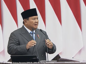 Pidato Presiden Prabowo Subianto saat Sidang Tahunan MPR dan Sidang Bersama DPR dan DPD, Jumat (14/8/2026). (Tangkapan layar youtube Setpres RI)