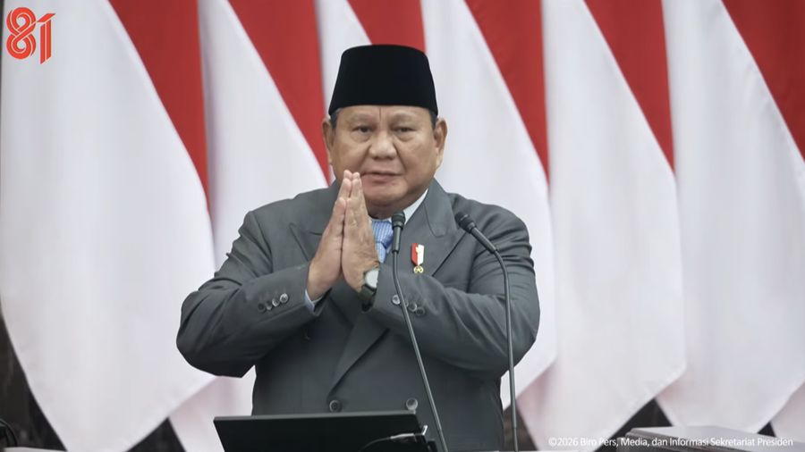 Pidato Presiden Prabowo Subianto saat Sidang Tahunan MPR dan Sidang Bersama DPR dan DPD, Jumat (14/8/2026). (Tangkapan layar youtube Setpres RI)