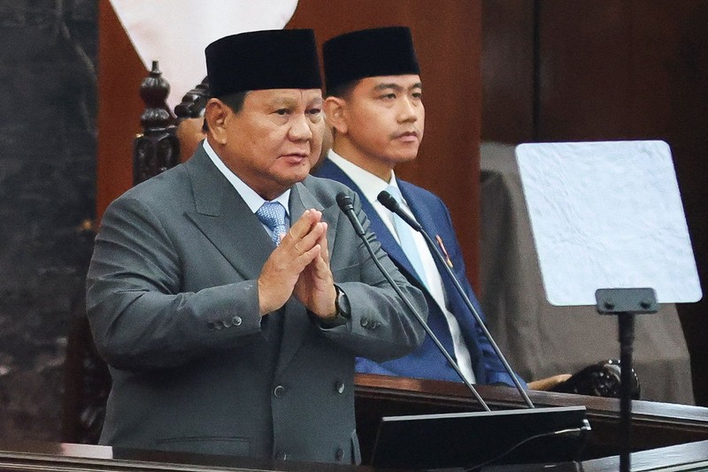 Pidato Presiden Prabowo Subianto saat Sidang Tahunan MPR dan Sidang Bersama DPR dan DPD, Jumat (14/8/2026). (REUTERS/Stringer)