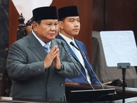 Pidato Presiden Prabowo Subianto saat Sidang Tahunan MPR dan Sidang Bersama DPR dan DPD, Jumat (14/8/2026). (REUTERS/Stringer)