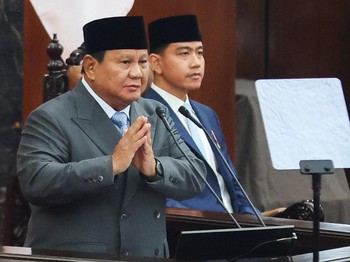 Pidato Presiden Prabowo Subianto saat Sidang Tahunan MPR dan Sidang Bersama DPR dan DPD, Jumat (14/8/2026). (REUTERS/Stringer)