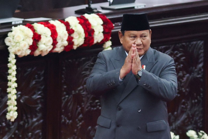 Pidato Presiden Prabowo Subianto saat Sidang Tahunan MPR dan Sidang Bersama DPR dan DPD, Jumat (14/8/2026). (REUTERS/Stringer)