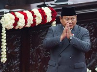 Pidato Presiden Prabowo Subianto saat Sidang Tahunan MPR dan Sidang Bersama DPR dan DPD, Jumat (14/8/2026). (REUTERS/Stringer)