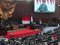 Pidato Presiden Prabowo Subianto saat Sidang Tahunan MPR dan Sidang Bersama DPR dan DPD, Jumat (14/8/2026). (REUTERS/Stringer)