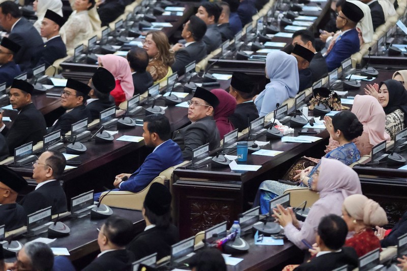 Pidato Presiden Prabowo Subianto saat Sidang Tahunan MPR dan Sidang Bersama DPR dan DPD, Jumat (14/8/2026). (REUTERS/Stringer)