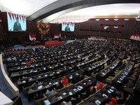 Pidato Presiden Prabowo Subianto saat Sidang Tahunan MPR dan Sidang Bersama DPR dan DPD, Jumat (14/8/2026). (REUTERS/Stringer)