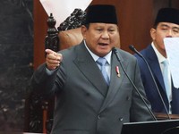 Pidato Presiden Prabowo Subianto saat Sidang Tahunan MPR dan Sidang Bersama DPR dan DPD, Jumat (14/8/2026). (REUTERS/Stringer)