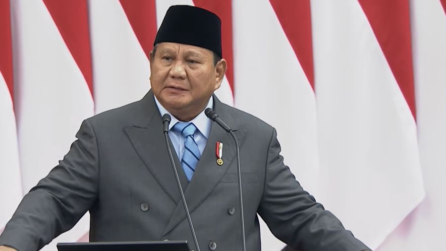 Presiden Prabowo Subianto saat menyampaikan pidato dalam rangka penyampaiaan RUU APBN 2027 dan Nota Keuangan, di Gedung Nusantara, Kompleks Parlemen Senayan, Jakarta Pusat, Jumat (14/8/2026). (YouTube/Sekretariat Presiden)