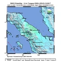Gempa bumi mengguncang Pematang Siantar, Sumatra Utara dengan kekuatan 6,4 Magnitudo dengan kedalaman 163 km pada Sabtu (15/8/2026). (Dok. BMKG)