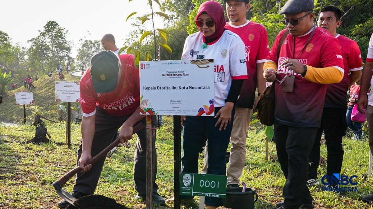 Potret Basuki Macul di IKN Ikut Tanam 1.708 Pohon, Cetak Rekor MURI