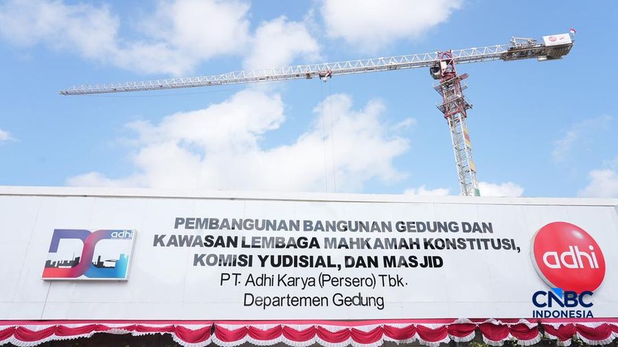 Suasana area proyek pembangunan Kawasan Yudikatif di KIPP Ibu Kota Nusantara (IKN), Penajam Paser, Kalimantan Timur, Minggu (16/8/2026). (CNBC Indonesia/Tias Budiarto)