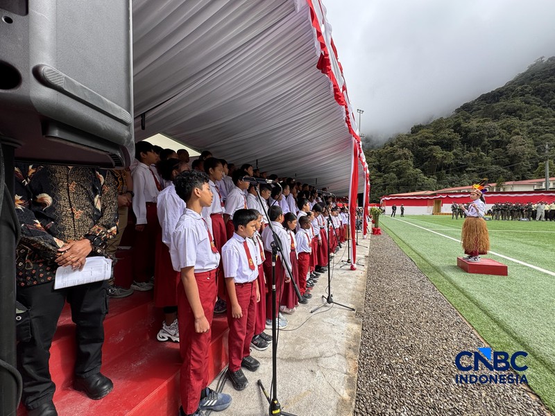 Perayaan HUT Ke-81 RI dari Tambang Freeport di Sport Hall Tembagapura, Mimika, Papua Tengah, Senin (17/8/2026). (CNBC Indonesia/Firda Dwi Muliawati)