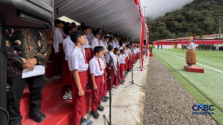 Perayaan HUT Ke-81 RI dari Tambang Freeport di Sport Hall Tembagapura, Mimika, Papua Tengah, Senin (17/8/2026). (CNBC Indonesia/Firda Dwi Muliawati)