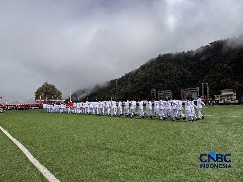 Perayaan HUT Ke-81 RI dari Tambang Freeport di Sport Hall Tembagapura, Mimika, Papua Tengah, Senin (17/8/2026). (CNBC Indonesia/Firda Dwi Muliawati)
