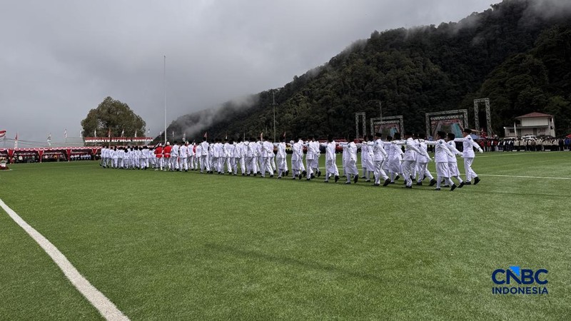 Perayaan HUT Ke-81 RI dari Tambang Freeport di Sport Hall Tembagapura, Mimika, Papua Tengah, Senin (17/8/2026). (CNBC Indonesia/Firda Dwi Muliawati)