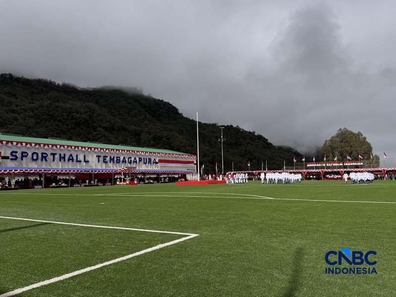 Perayaan HUT Ke-81 RI dari Tambang Freeport di Sport Hall Tembagapura, Mimika, Papua Tengah, Senin (17/8/2026). (CNBC Indonesia/Firda Dwi Muliawati)