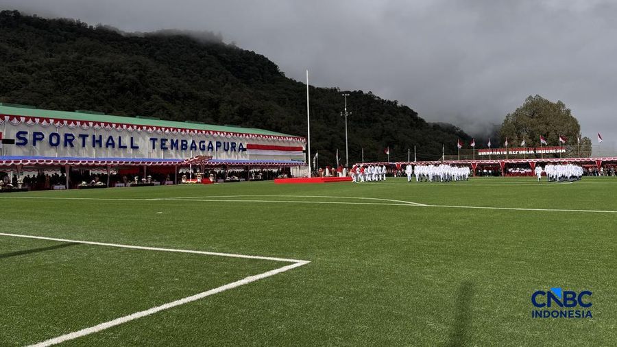 Perayaan HUT Ke-81 RI dari Tambang Freeport di Sport Hall Tembagapura, Mimika, Papua Tengah, Senin (17/8/2026). (CNBC Indonesia/Firda Dwi Muliawati)