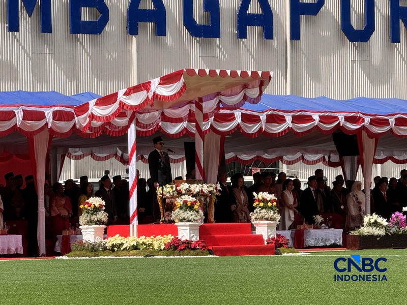 Perayaan HUT Ke-81 RI dari Tambang Freeport di Sport Hall Tembagapura, Mimika, Papua Tengah, Senin (17/8/2026). (CNBC Indonesia/Firda Dwi Muliawati)