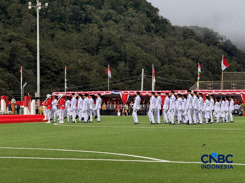 Perayaan HUT Ke-81 RI dari Tambang Freeport di Sport Hall Tembagapura, Mimika, Papua Tengah, Senin (17/8/2026). (CNBC Indonesia/Firda Dwi Muliawati)