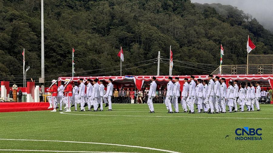 Perayaan HUT Ke-81 RI dari Tambang Freeport di Sport Hall Tembagapura, Mimika, Papua Tengah, Senin (17/8/2026). (CNBC Indonesia/Firda Dwi Muliawati)