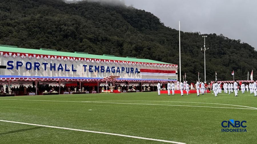 Perayaan HUT Ke-81 RI dari Tambang Freeport di Sport Hall Tembagapura, Mimika, Papua Tengah, Senin (17/8/2026). (CNBC Indonesia/Firda Dwi Muliawati)