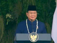 Presiden Prabowo Subianto saat acara Upacara Peringatan HUT RI ke-81 di Istana Merdeka, Jakarta, Senin (17/8/2026). (YouTube/Sekretariat Presiden)